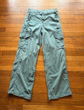 AMERICAN EAGLE Green Stretch 'Mid-Rise Baggy Wide Leg' Cargo Pants sz 4